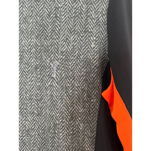 Golfino Herringbone Grey/Black Long‎ Sleeve 3/4-Zip Top With Orange Accents 10 - Picture 6 of 9
